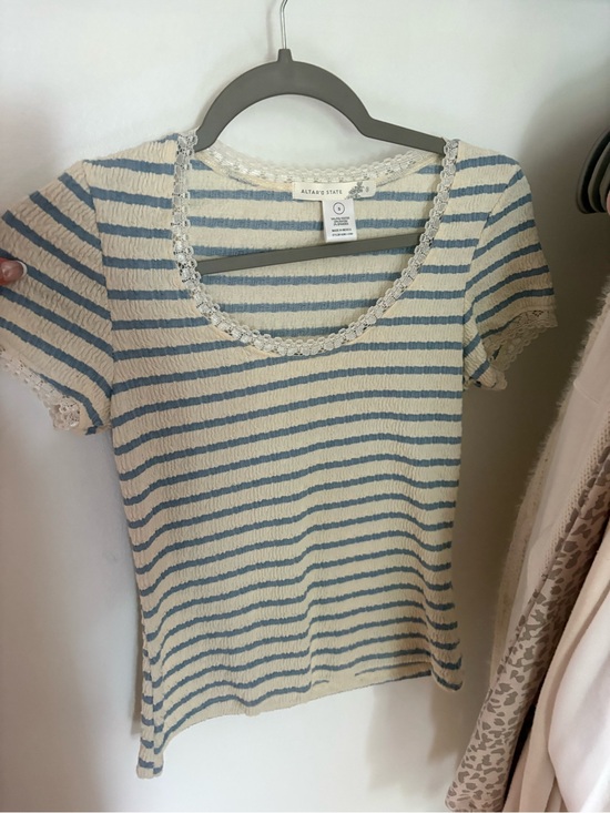 Tops - Striped Altar’d state tee with lace